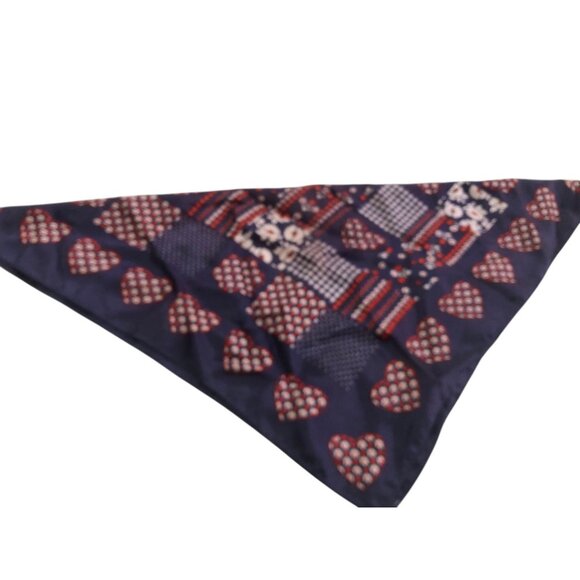 Red White Blue Multi Print Floral Heart Neck Scarf Patriotic USA America - Picture 9 of 16